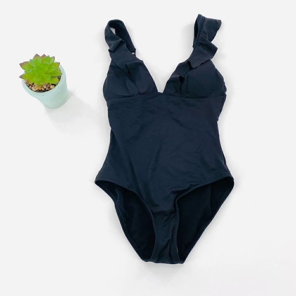 Sea Level Australia Eco Essentials Frill One Piece Black Size 4 NWOT - Picture 10 of 11